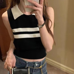 New summer Korean style college style color-blocking versatile vest sleeveless vest wear sweater vest for women