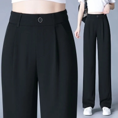 窄版直筒褲女夏季高腰闊腿褲寬鬆垂感百搭西裝休閒褲拖地長褲薄款