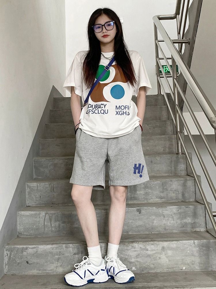 短褲女夏季2025新款薄款寬鬆顯瘦闊腿褲子學生休閒褲抽繩ins