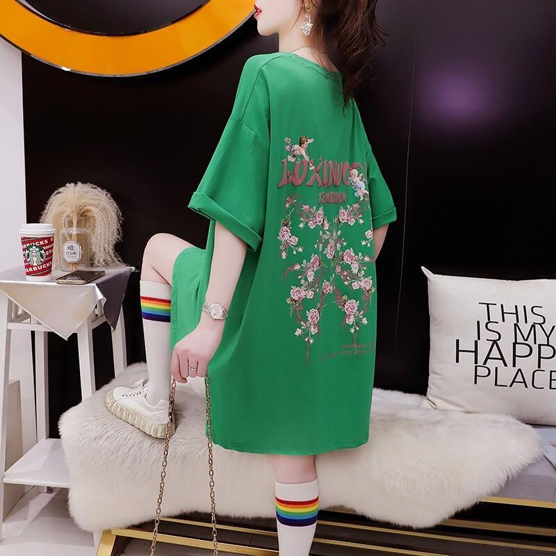 Quality/pure cotton/back collar/loose printing and fashionable design sense heavy industry T-shirt
