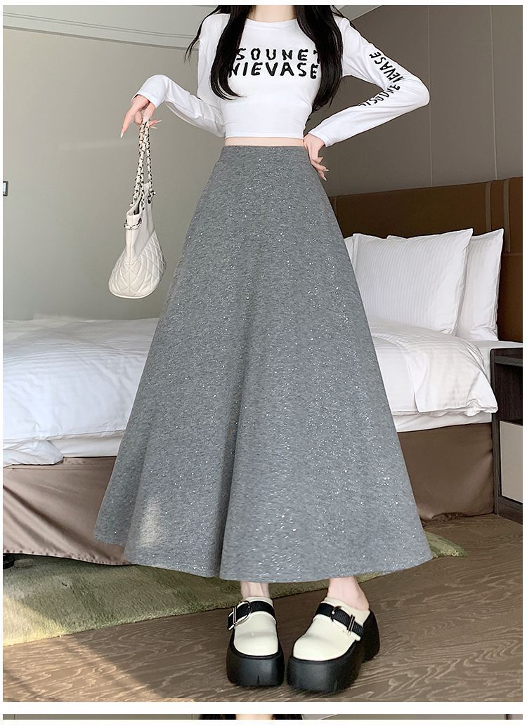 A-line skirt for women early autumn new design niche drooping high waist large hem skirt long skirt