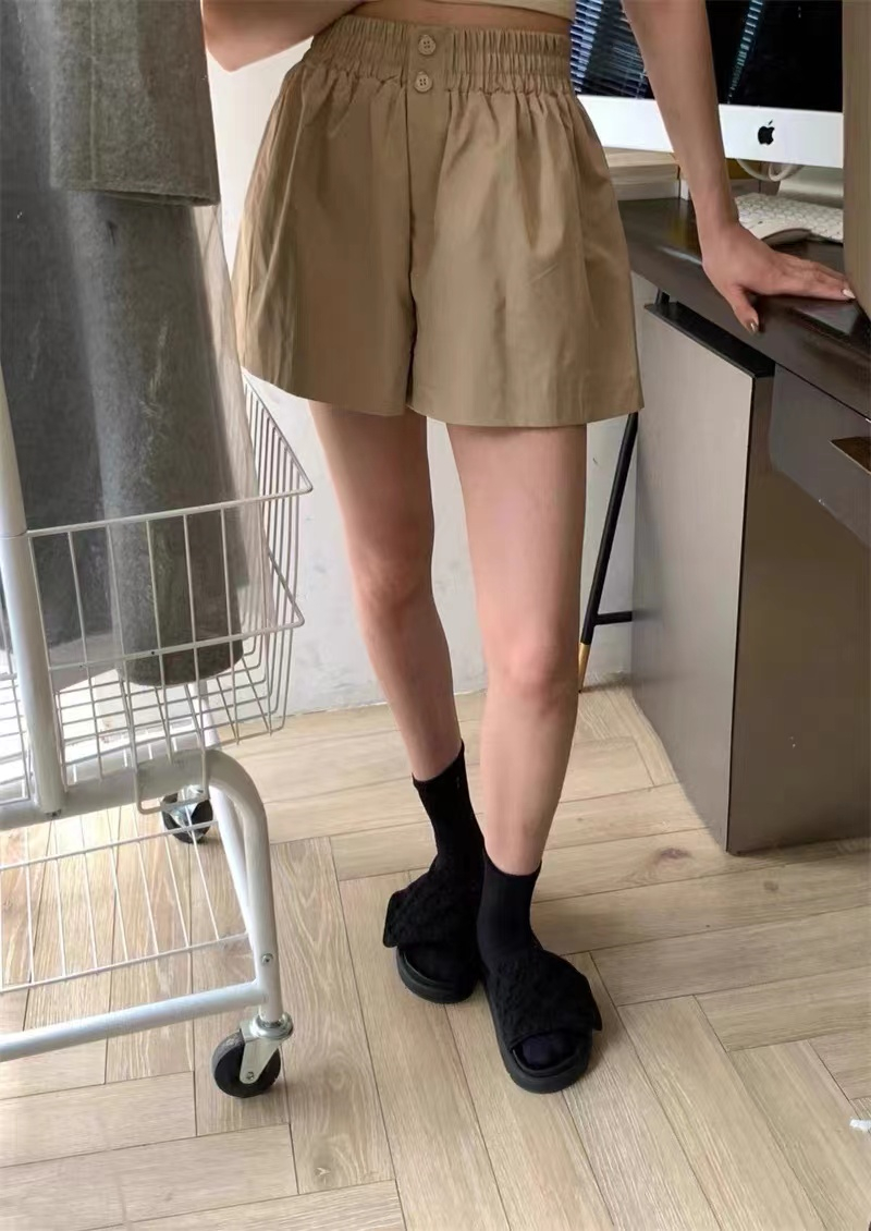 Black wide-leg suit shorts for women in summer 2025 new high-waist loose slim A-line casual five-point pants