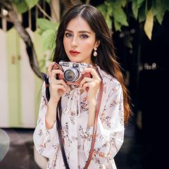 Chiffon Dress 2025 Spring and Autumn New Fashion Floral Long Sleeve Long Skirt Lace Slim and Waist Over Knee A-line Skirt