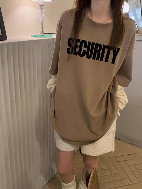 小紅書純棉羅紋領後包領落肩新款T恤百搭款女裝