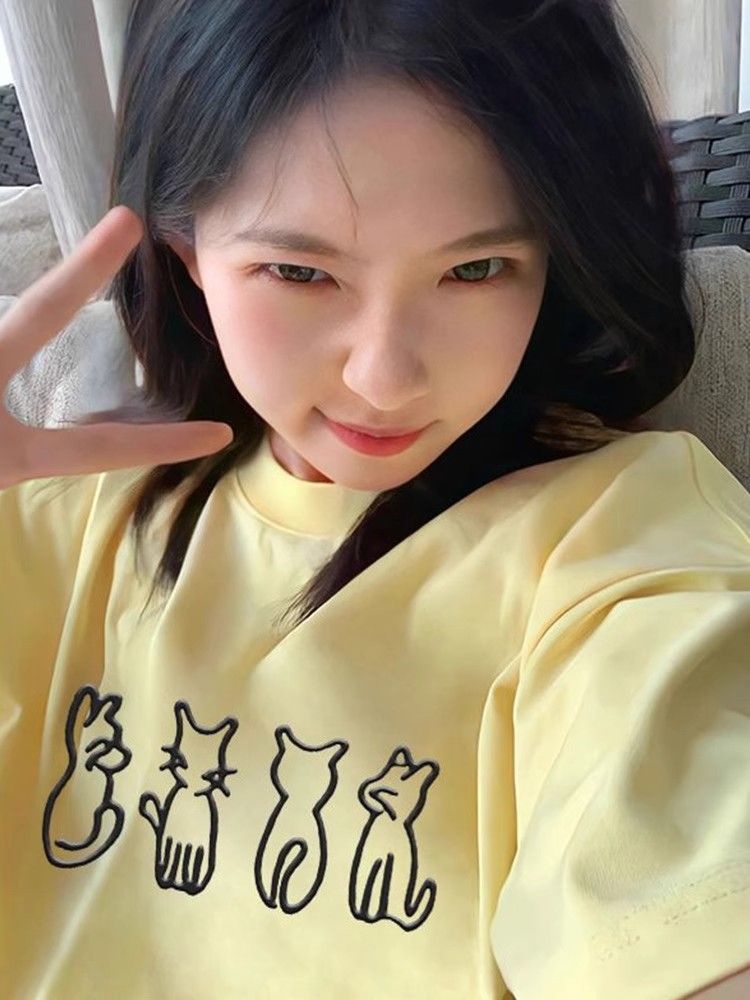 高品質純棉220克精梳緊密100%棉 寬鬆短袖t恤女