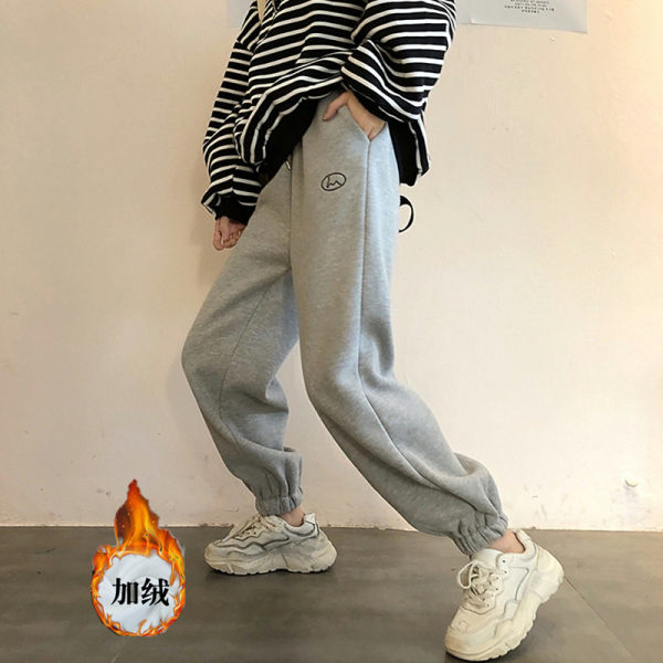 Women's Loose Straight Leg Bootcut Exercise Pants with Fleece Lining - New Fall/Winter Thick Casual Pants