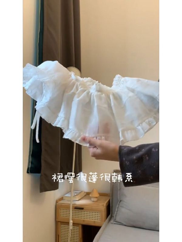 法式花邊系帶短款高級感簾擺裙蓬蓬裙半身裙