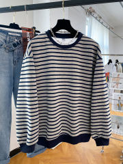 復古港味條紋別致衛衣女春秋2025新款寬鬆bf慵懶風長袖外套潮