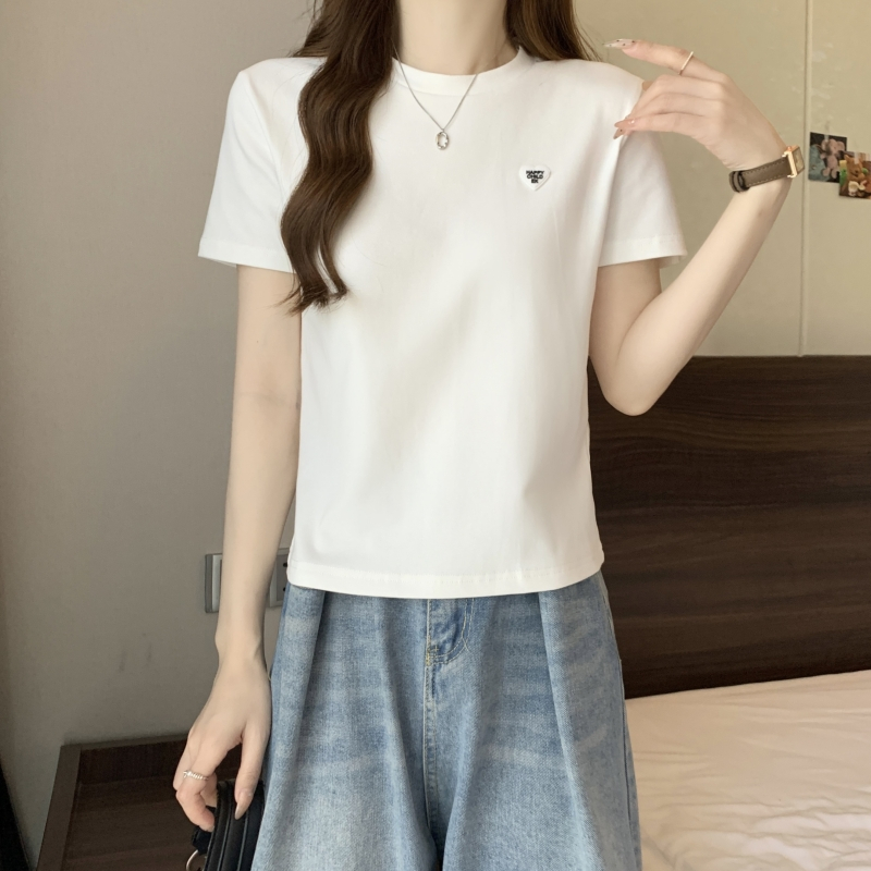 40支純棉 夏裝短袖T恤女設計感愛心上衣