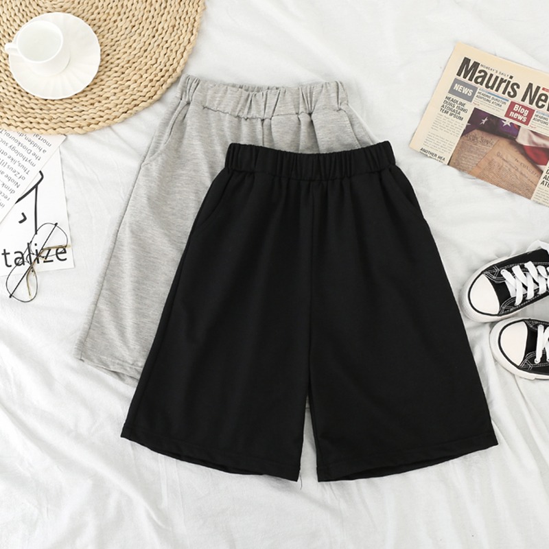 6535 fish scale shorts bf five-point pants straight sports and casual wide-leg pants loose medium pants