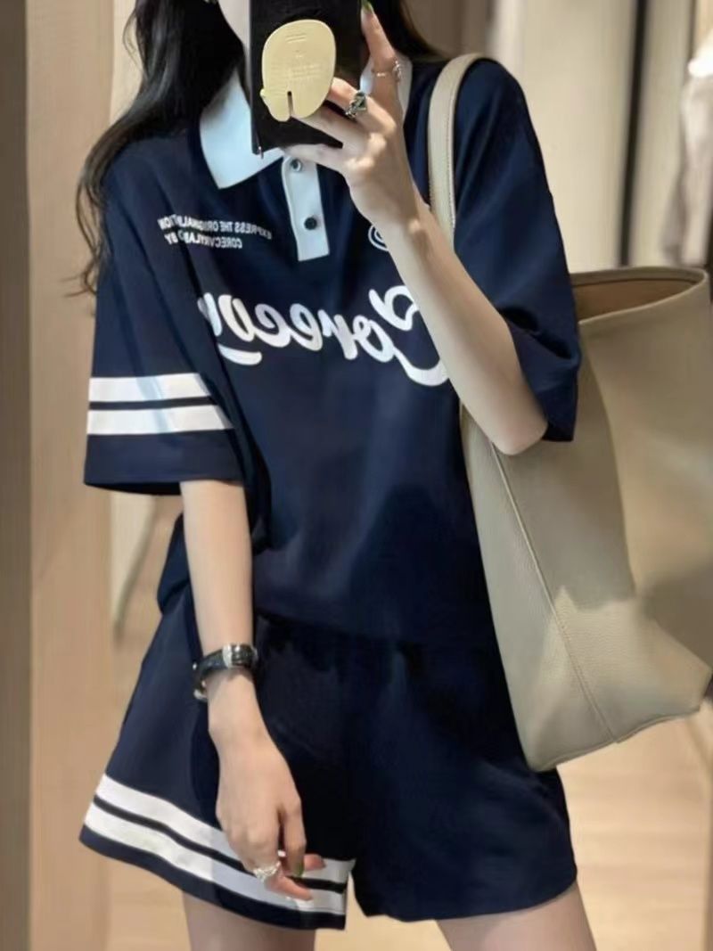 Sports suit for women summer students Korean style loose slim fashion shorts casual two-piece set running suit trendy