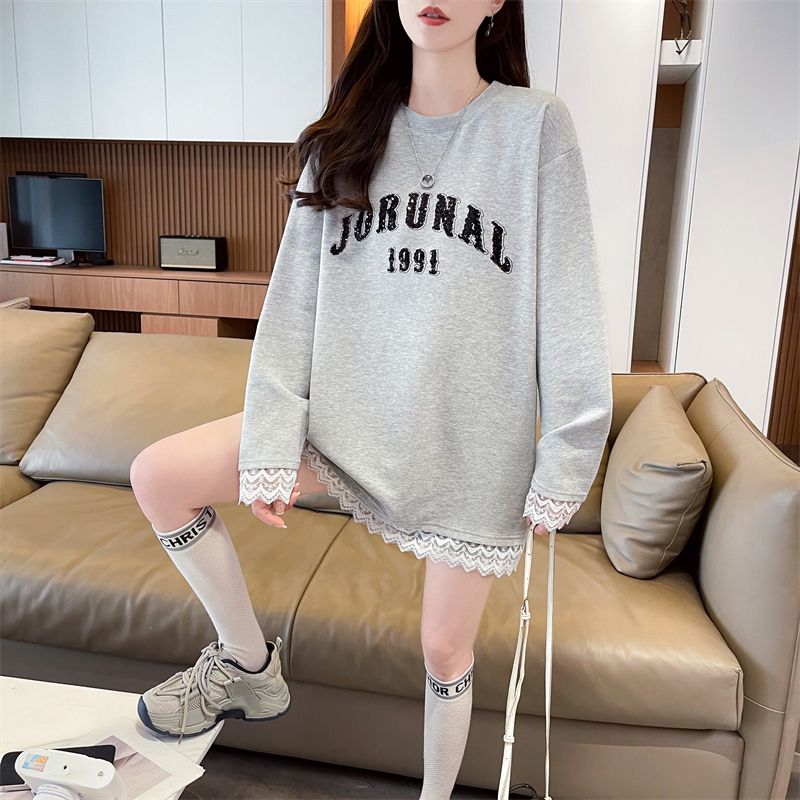 Real shot of 2025 spring and autumn thread German velvet polyester fiber new loose base shirt T-shirt for women