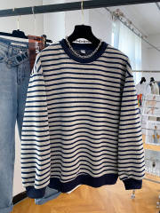 加絨復古港味條紋別致衛衣女春秋2025新款寬鬆bf慵懶風長袖外套潮