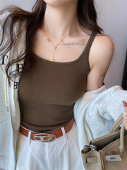 吊帶背心女內搭2025新款美背內衣文胸一體白色帶胸墊打底上衣