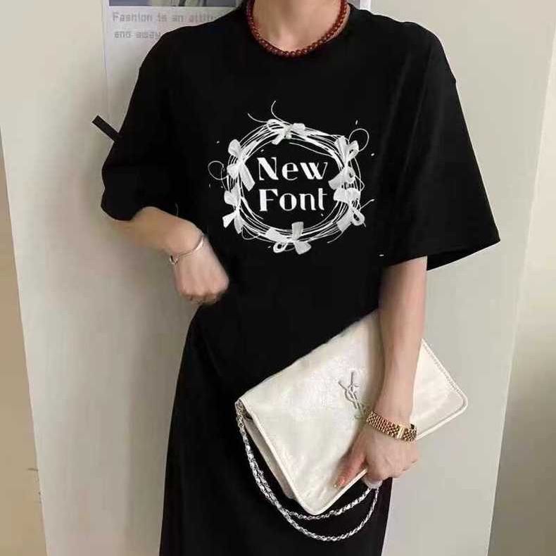 Imitation cotton milk silk #Spring and Autumn Korean loose plus size dress Women's short-sleeved long over-knee long skirt summer