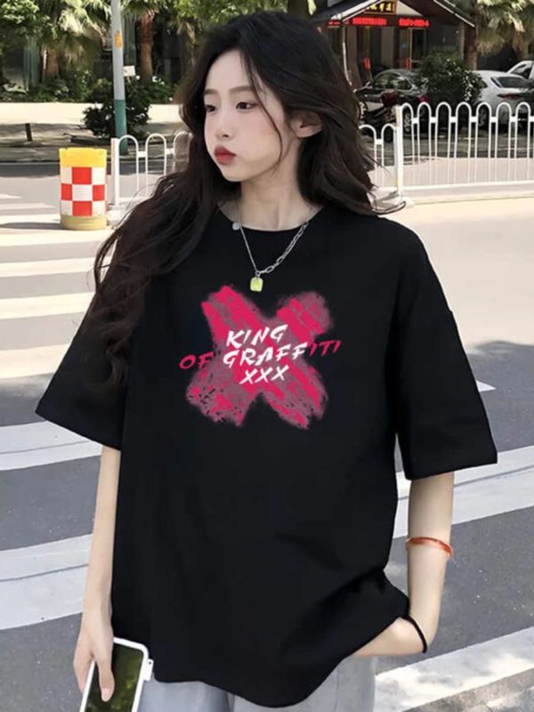 高品質純棉220克精梳緊密100%棉直播同品 寬鬆短袖t恤女