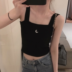 韓版時尚美背吊帶外穿針織背心女春夏時髦休閒百搭顯瘦打底短上衣