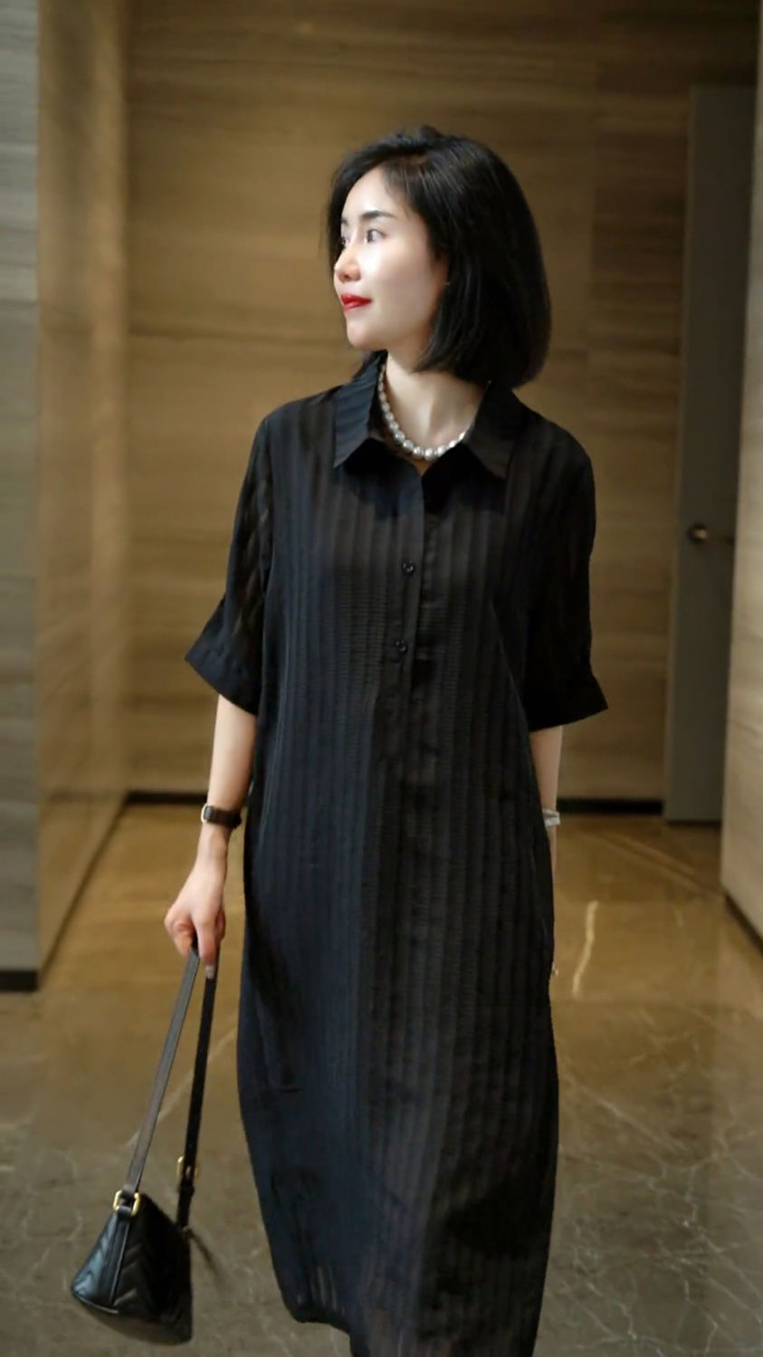Fashionable and high-end temperament Tensi shirt dress Summer new breathable skin-friendly thin slim skirt