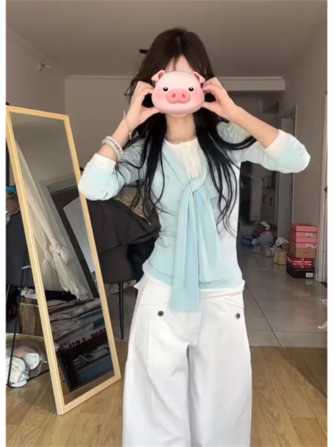 260克隨心裁莫代爾1*1韓系氛圍感春季修身學院風上衣