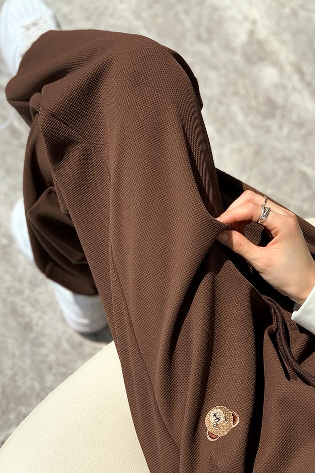 Women's Waffle-Weave Sweatpants, 2025 Summer New Arrival: Straight-Leg, Ankle-Tied, Lantern-Style Pants in Coffee Color&mdash;Loose-Fit Harem-Style Track Pants