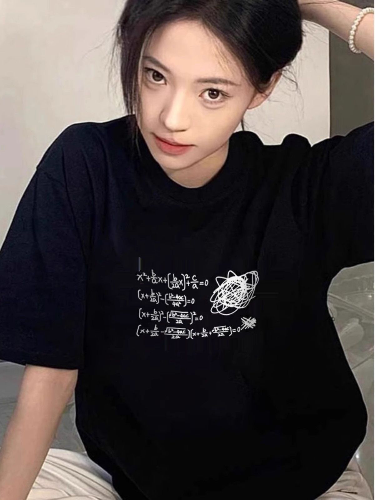 High-quality pure cotton 220g combed close-knit 100% cotton live streaming same product pre-printed loose-fitting short-sleeved T-shirt for women
