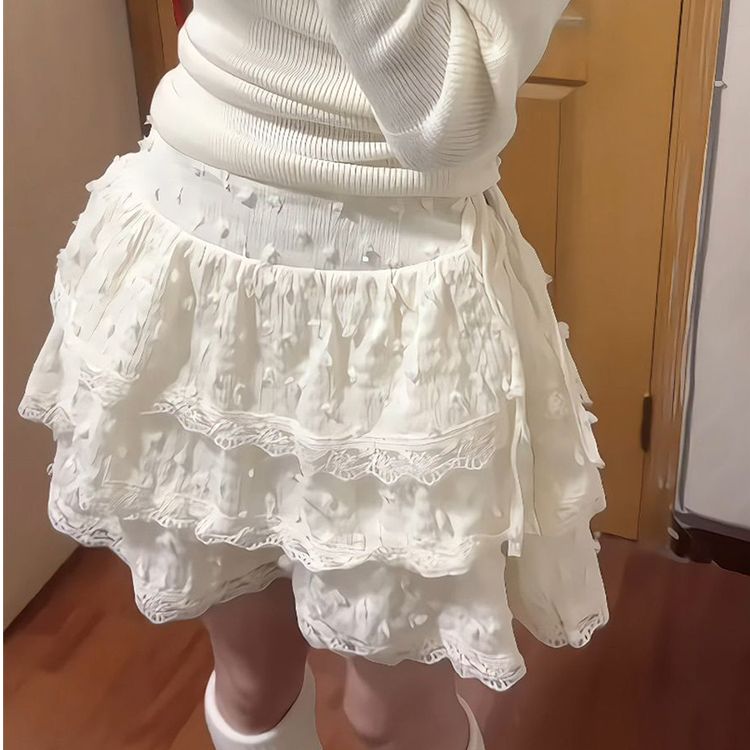 甜美半身裙女小個子蕾絲邊蛋糕裙蓬蓬短裙