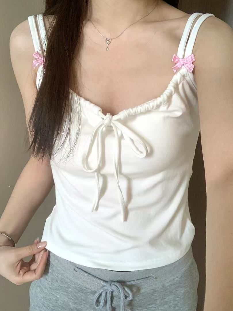 260克隨心裁 帶胸墊吊帶背心女夏季遮肉別致小眾美背上衣