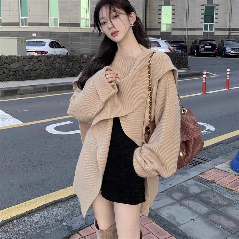 Arctic velvet acrylic 35% nylon 40% PBT 25% Korean version cape shawl knit sweater jacket top