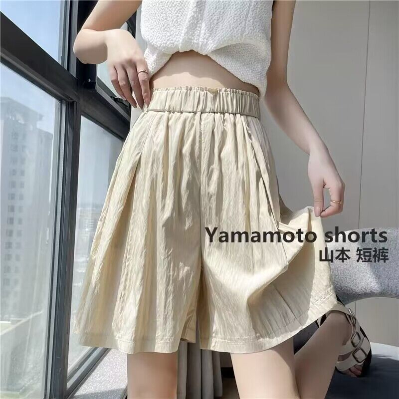 Women's Loose Folded Hip-Hop Short 2025 Summer Thin High-Waisted Slimming Versatile Casual Mountain Ben Wide Leg Five-Finger Pants