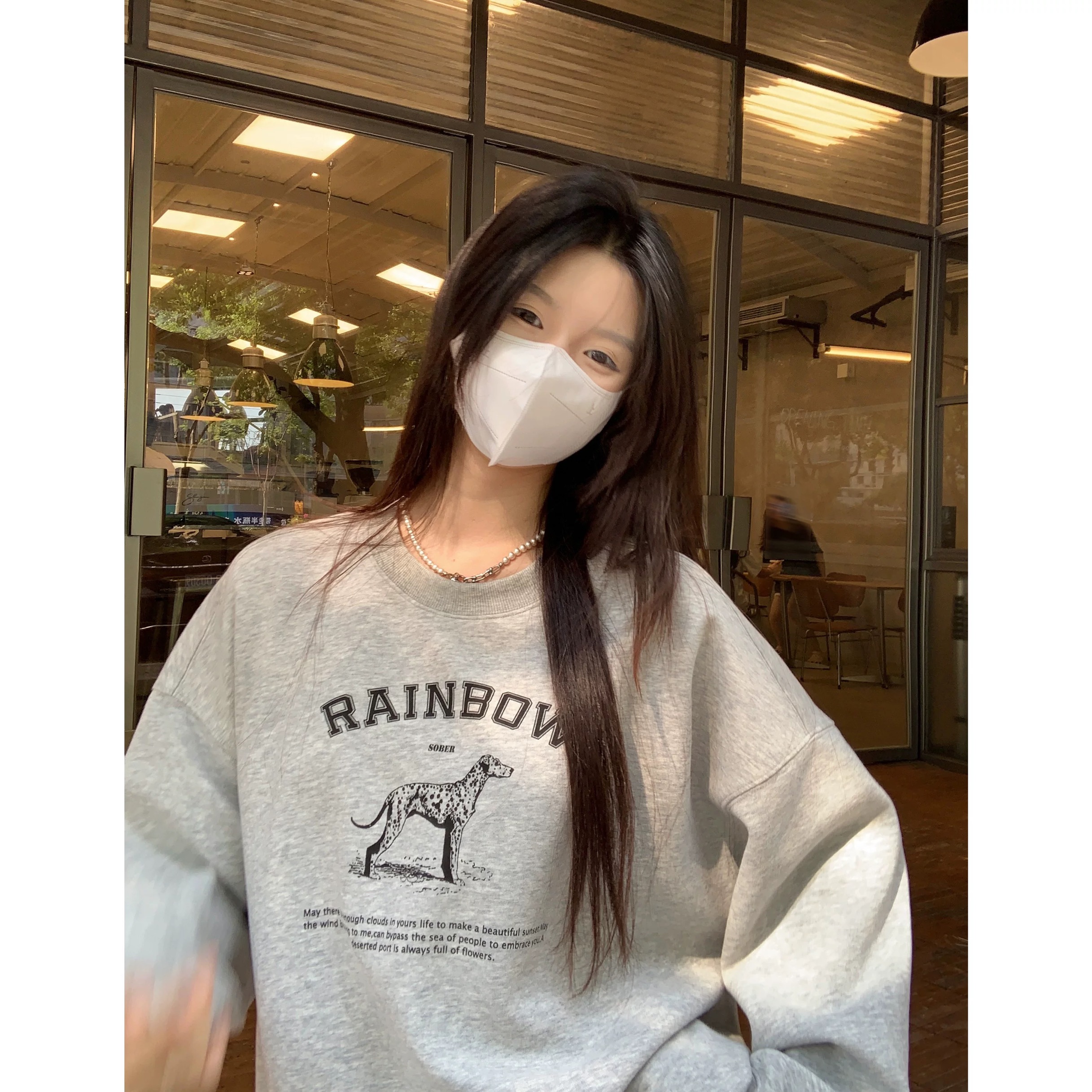 Women's Spring and Autumn Korean Version Oversize Hoodless Thin Sweatshirt Ins Trendy Student Loose Top Coat