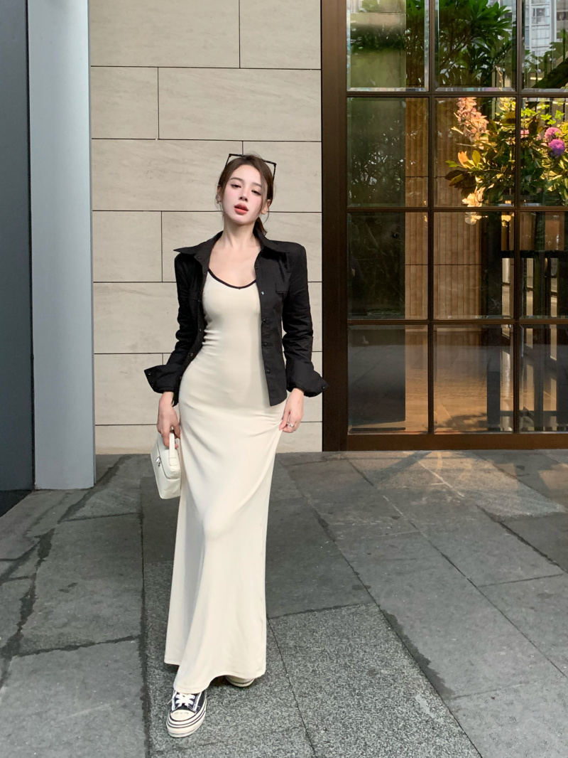 Real photo of Tiansi hand towel bag waist-hugging shirt for women in autumn retro versatile lapel slim body jacket