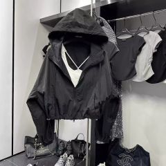 Hooded sun-protective jacket for women, 2025 summer new style, loose casual versatile thin solid color short windbreaker coat for women