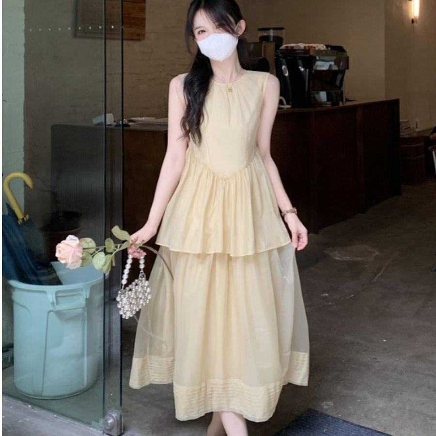 茶歇絕美初戀別致甜辣很仙連衣裙夏季法式驚艷妖嬈溫柔風雙層裙子