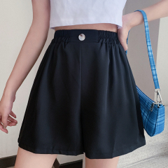 Real shot of 2025 summer Korean version of high waist loose wide-leg pants ins internet celebrity versatile student casual shorts for women