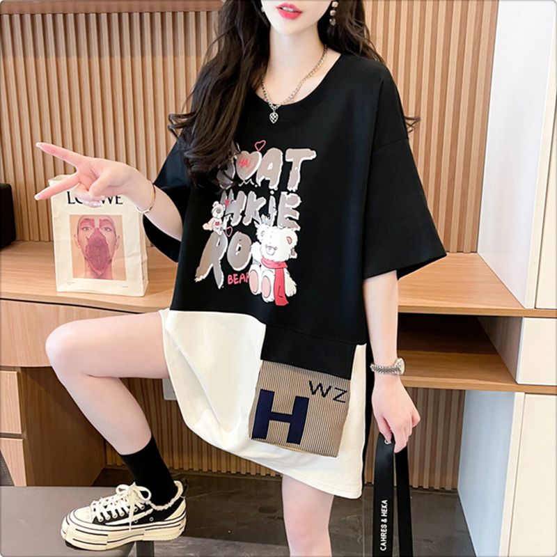 Official photo pure cotton 2025 summer fashionable short-sleeved T-shirt for women loose casual T-shirt top