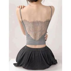 Backless lace small suspender vest for women with beautiful back integrated base with chest pad sexy hot girl top