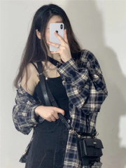 Official picture 300 kilogram fat mm spring and autumn plaid shirt large size jacket shirt