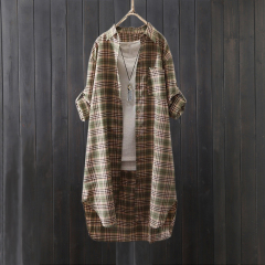 Cross-border foreign trade plaid shirt women 2025 spring and autumn sun protection shirt Korean version retro thin coat literary shirt