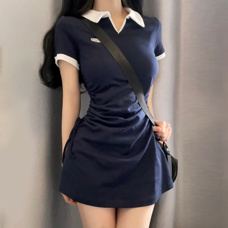 Polo dress for women in summer 2025 new design niche small French hot girl hip-packing temperament short skirt