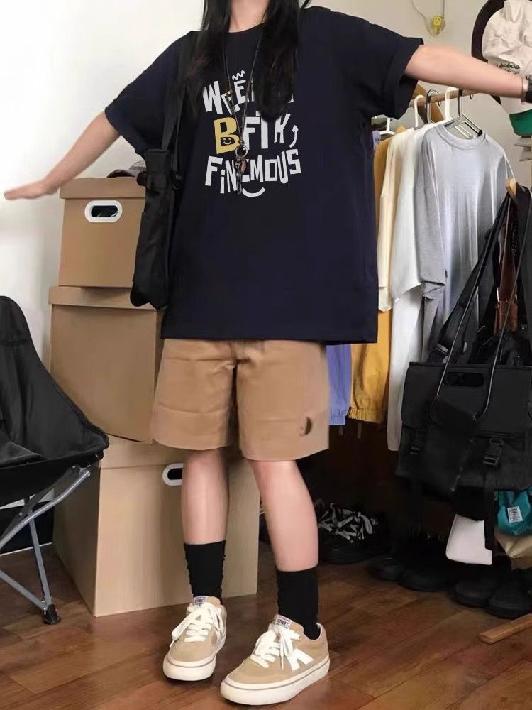 高品質純棉220克精梳緊密100%棉直播同品寬鬆短袖t恤女