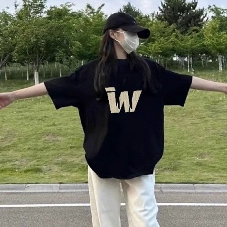 高品質純棉220克精梳緊密100%棉 寬鬆短袖t恤女
