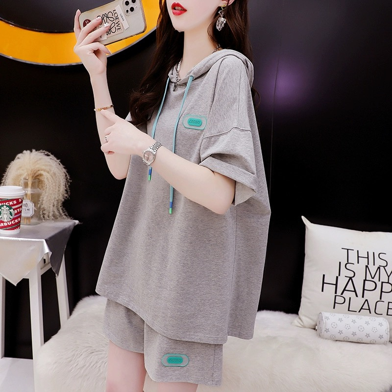 Quality/pure cotton/rear collar/loose fashion hooded casual sports suit design sense