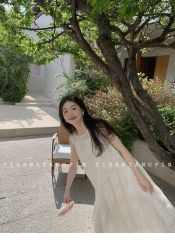 New French solid color sleeveless vest dress for women in summer niche design sense dress