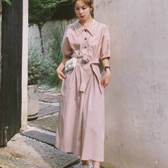 法式連衣裙2025夏季新款小個子氣質長裙仙氣超仙森系襯衫裙初戀裙