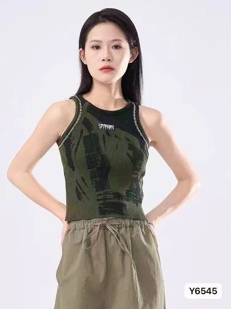 2025 spring and summer new metallic letter embroidery literary fresh Korean, Japanese, European and American street ins trendy knitted rendering B