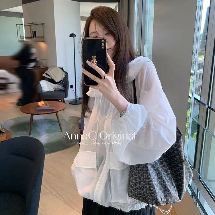 Qian Meixi ultra-thin workwear summer waterproof and UV outdoor casual sun protection top hooded jacket for women new