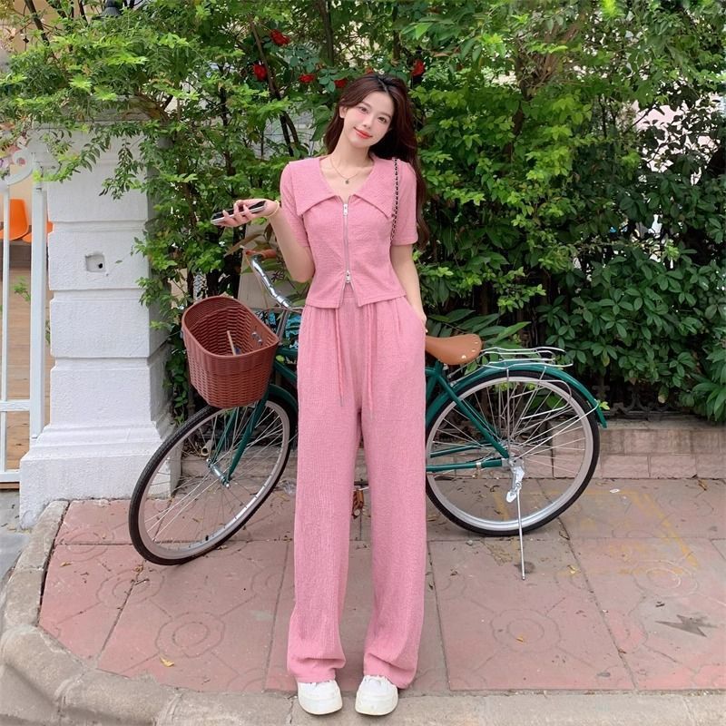 Qianchiye original quality new summer niche temperament short-sleeved top summer fashion casual suit for women