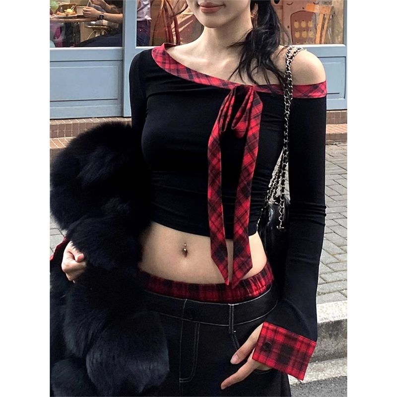 Women's 2025 Spring, Autumn and Winter New Color-blocking Lace Top