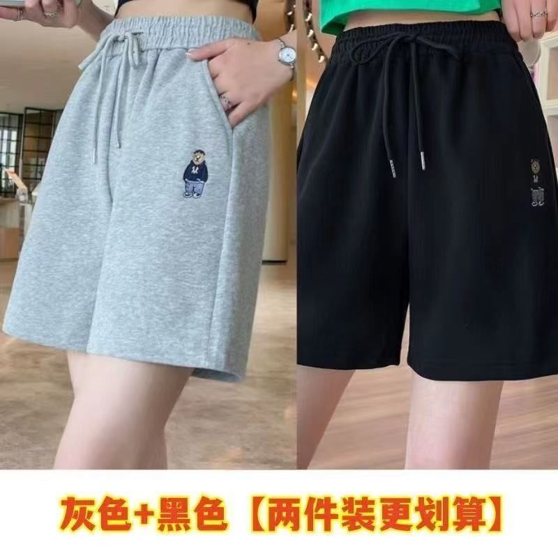 短褲女夏季2025新款薄款寬鬆顯瘦闊腿褲子學生休閒褲抽繩ins