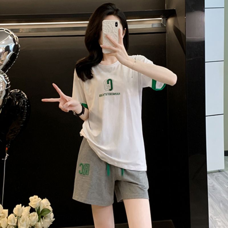 時尚韓版短褲套裝女2025新款夏季休閒跑步服洋氣減齡顯瘦兩件套潮